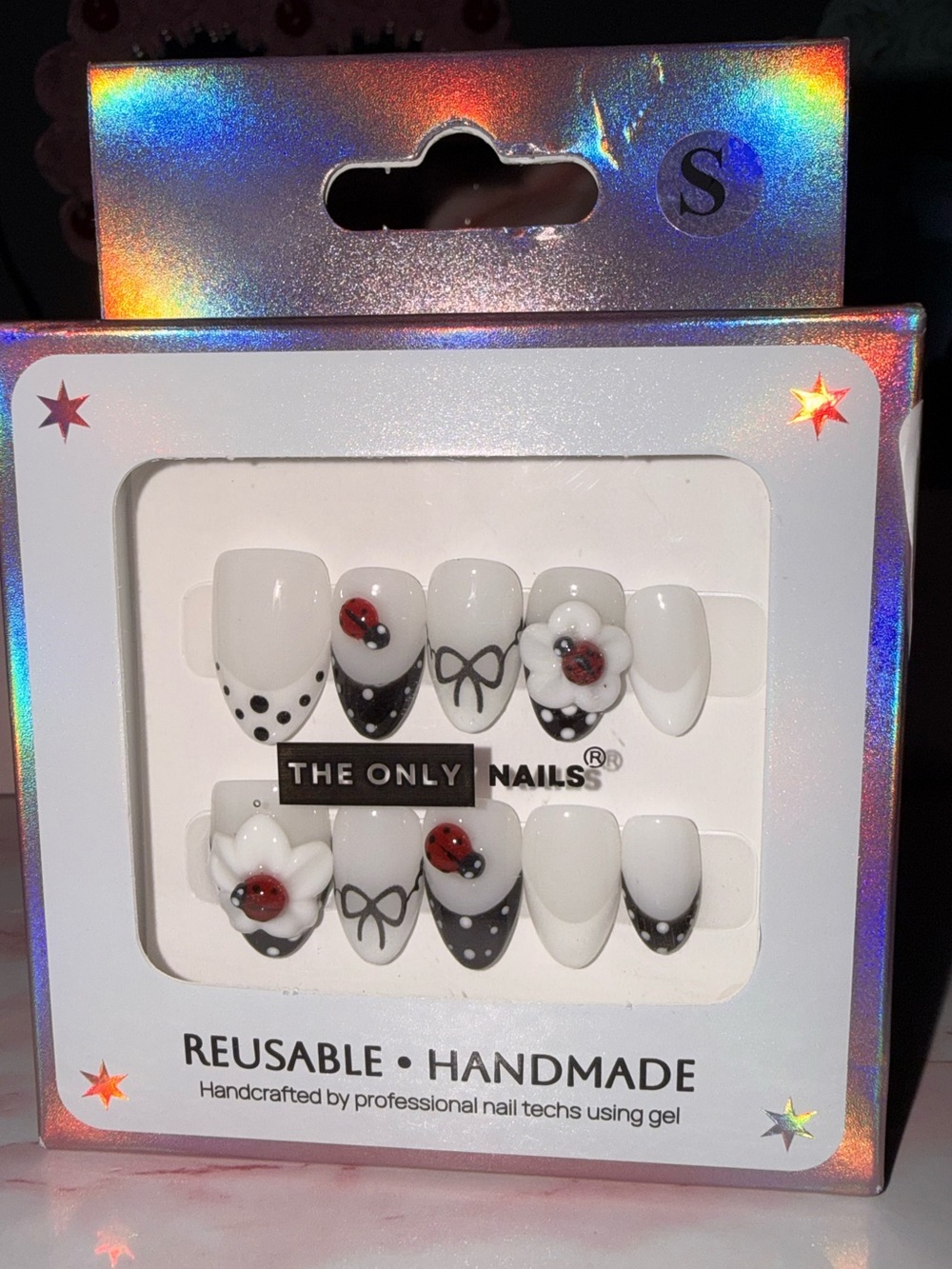 The Only Nails French Tip Press-On Nails with Ladybug and Flower Accents - Picture 4 of 6